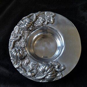 Pewter Pumpkin Wine Holder Plate / Wine Coaster Botella Calabaza Mexico